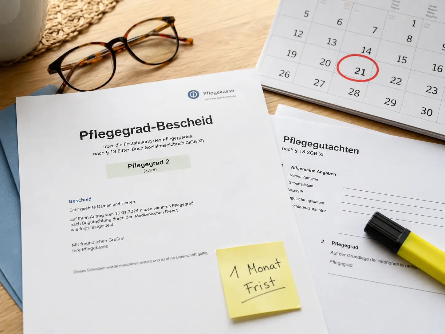 Frist für Widerspruch gegen Pflegegrad beachten – Bescheid und Kalender