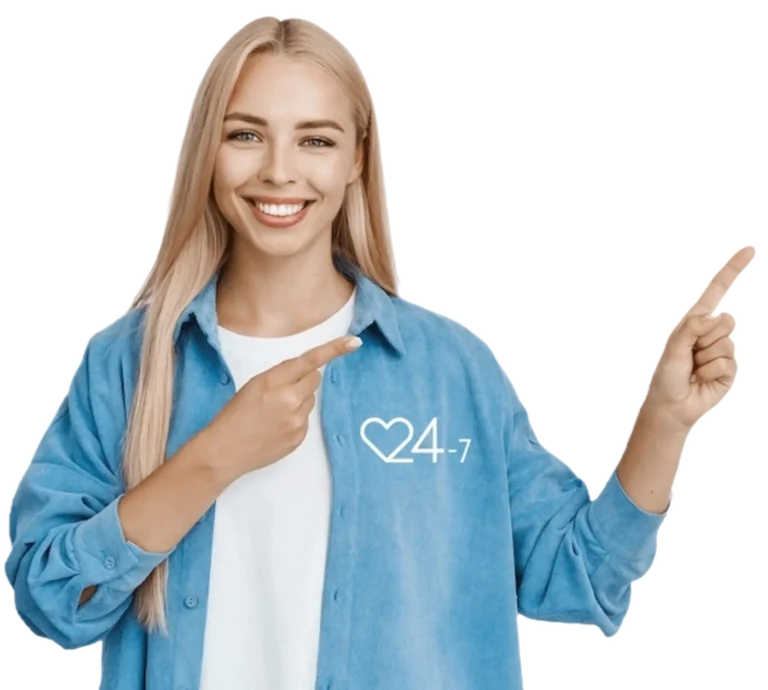 Mia zeigt auf