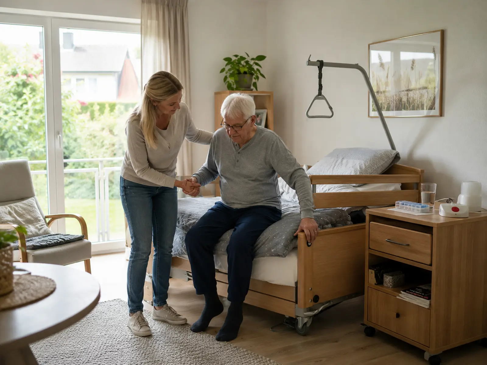 Unterstützung zuhause im Pflegezimmer