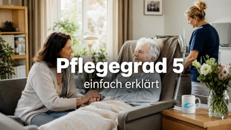 chwer pflegebedürftige Seniorin wird zuhause liebevoll betreut bei Pflegegrad 5.