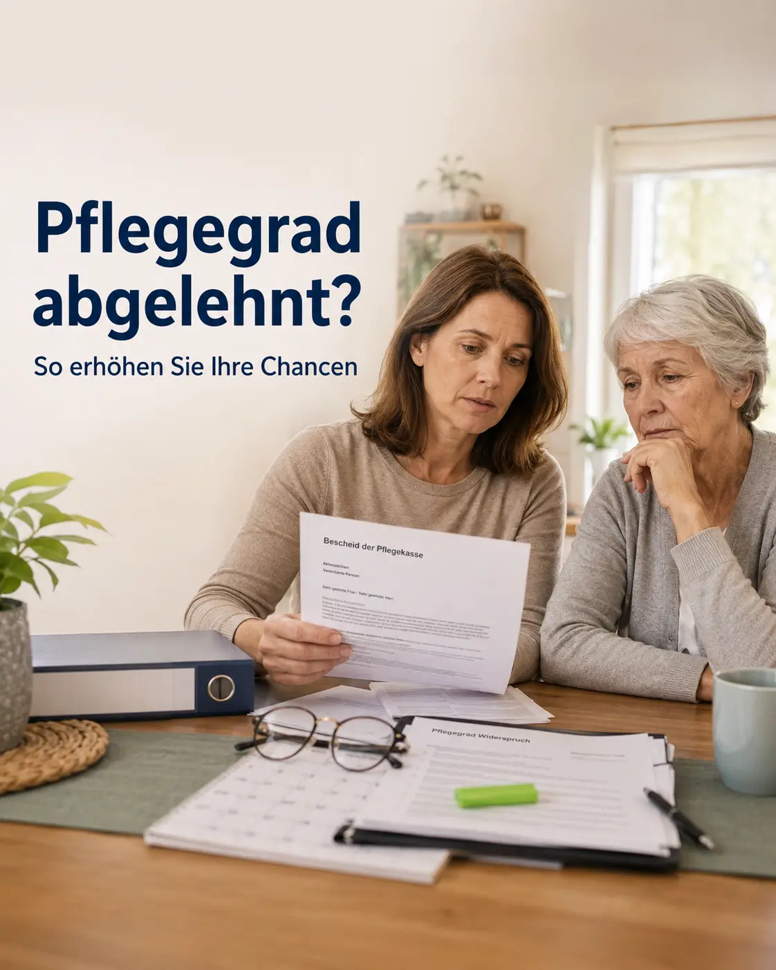 Pflegegrad abgelehnt – Angehörige prüfen Pflegegrad-Bescheid zuhause