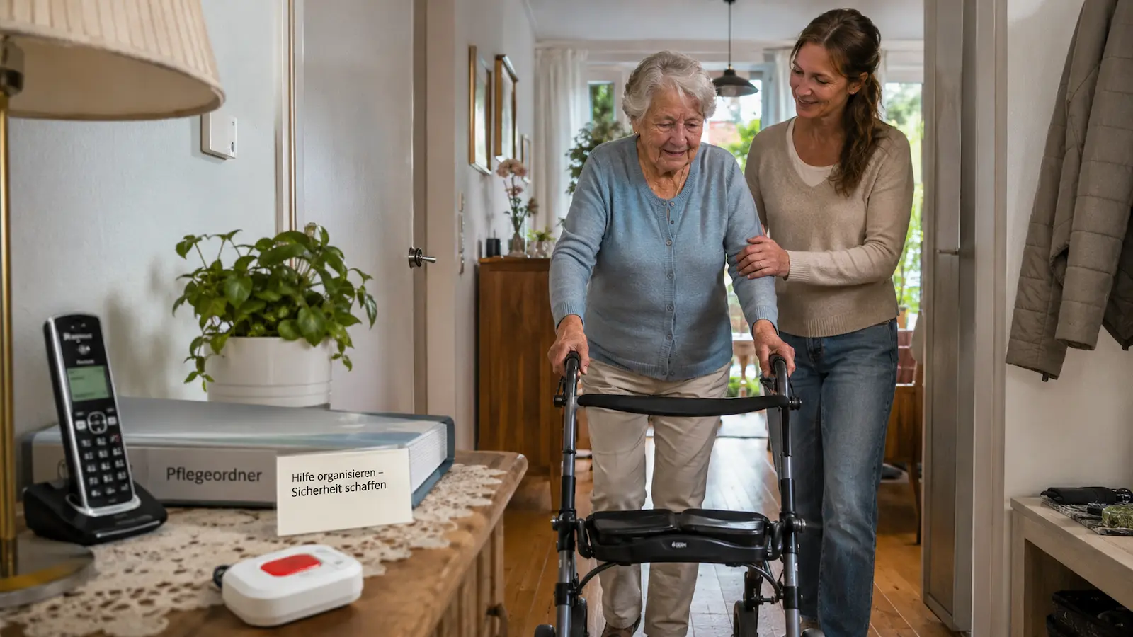 Sicherheit zuhause mit Rollator und Hausnotruf