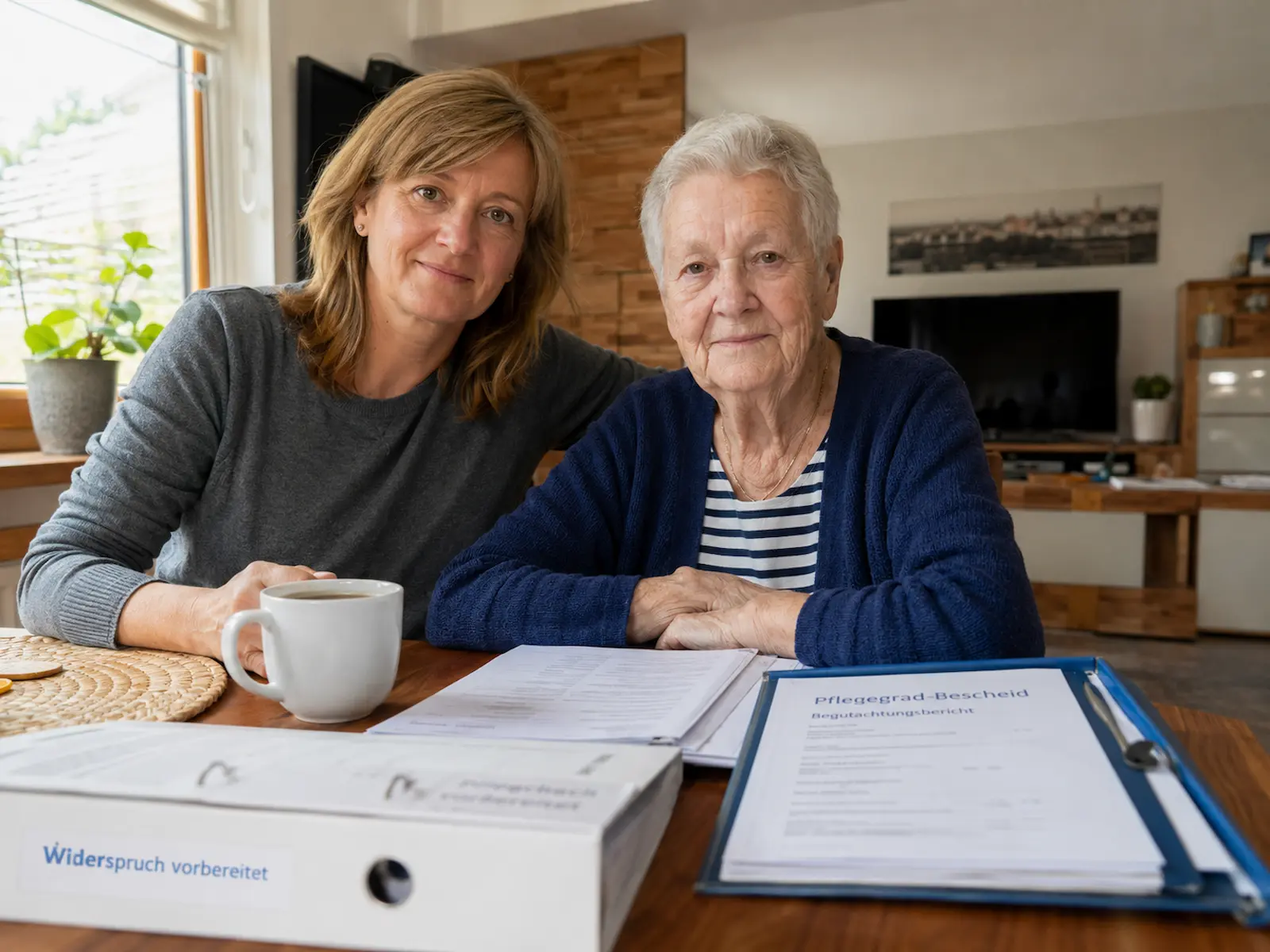 Widerspruch gegen Pflegegrad vorbereitet – Angehörige ordnen Pflegeunterlagen