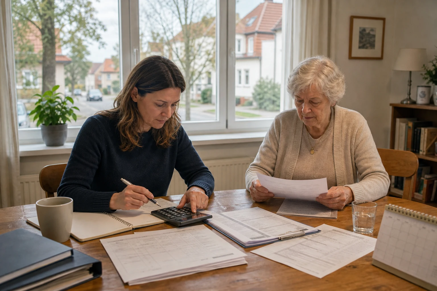 Kostenvergleich Pflegeheim und Betreuung zuhause in Brandenburg Mutter und Tochter vergleichen Pflegekosten in Brandenburg