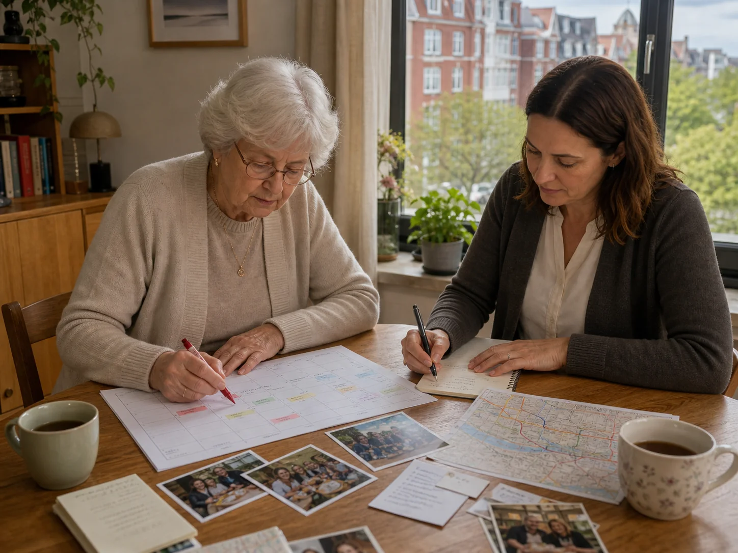 Gesellschaft und Tagesstruktur in Hamburg Seniorin und Betreuungskraft planen den Alltag in Hamburg