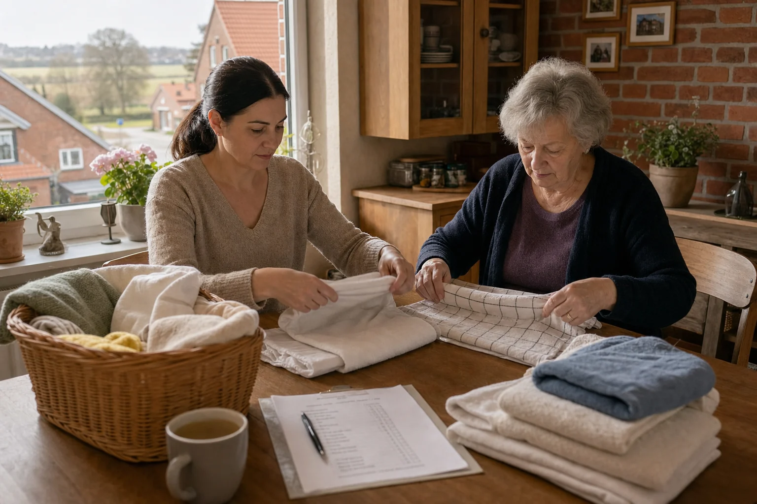 Haushaltshilfe und Betreuung in Niedersachsen Betreuungskraft unterstützt Seniorin im Haushalt in Niedersachsen
