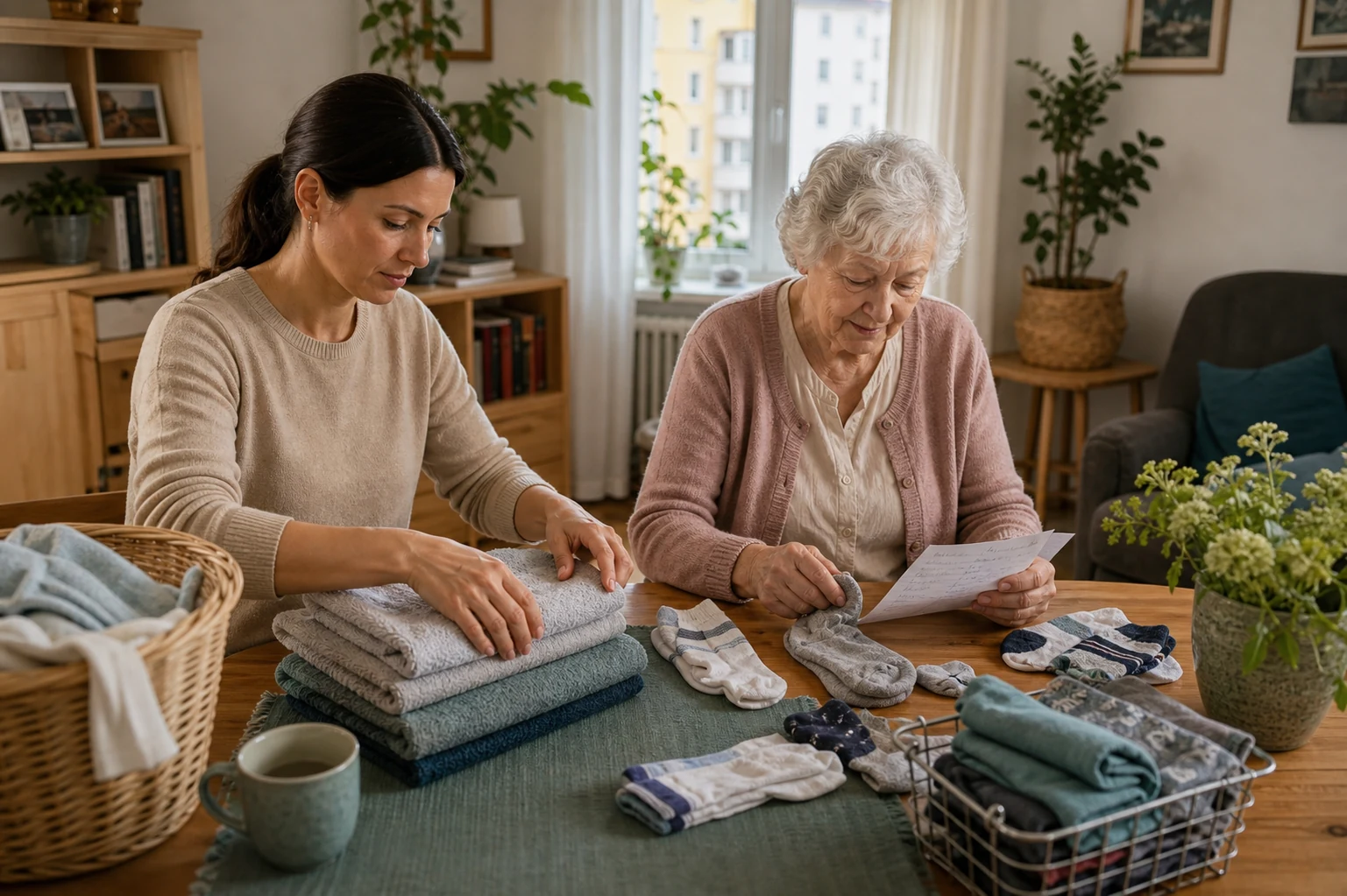 Haushaltshilfe und Betreuung in Sachsen Betreuungskraft unterstützt Seniorin im Haushalt in Sachsen